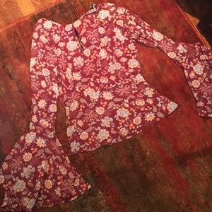 Bell sleeve open back top